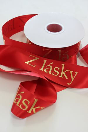 Červená stuha s nápisom "Z lásky" 5cm