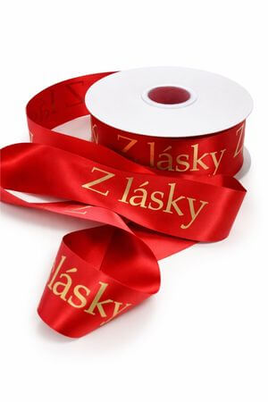 Červená stuha s nápisom "Z lásky" 5cm