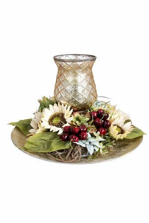 Zlatá kvetinová dekorácia na stôl "Slnečnica" 45cm