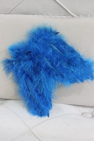 Kék angyalszárny karácsonyfadísz tollakból 16cm