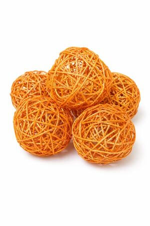 Narancssárga glitterezett rattan golyók 10cm 6db
