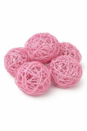 Rózsaszín glitterezett rattan golyók 10cm 6db
