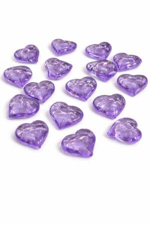 Lila dekoratív szívek 250g