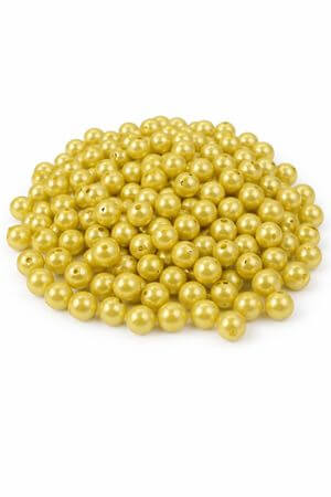 Žluté perleťové korálky ve tvaru kuličky 250g