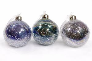 Kék-ezüst fagyos karácsonyi gömbök 3db 8cm