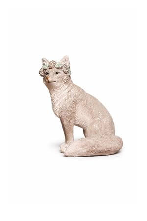 Jeges-szürke karácsonyi róka figura 9cm