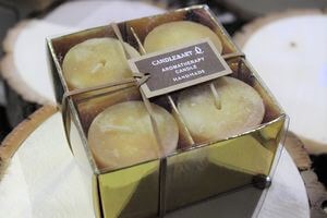 Žlutoranžové voňavé adventní svíčky 4cm 4-set