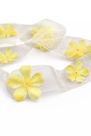 Źltá priehľadná stuha s kvietkami 3,5cm 5m