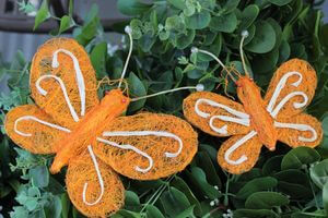 Oranžové dekoračné motýle 2-set