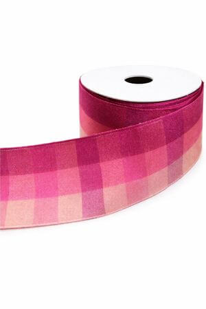 Ružová károvaná stuha 4cm 10m