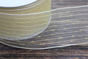 Krémová průhledná stuha s pásky 4cm 10m