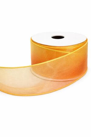 Žlutě oranžová průhledná stuha 4cm 10m