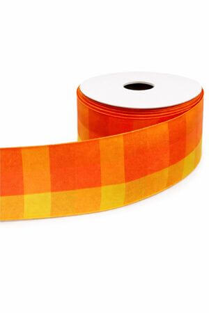 Oranžová károvaná stuha 4cm 10m