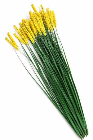 Mű dekor fű, sárga golyókkal 7db 65cm