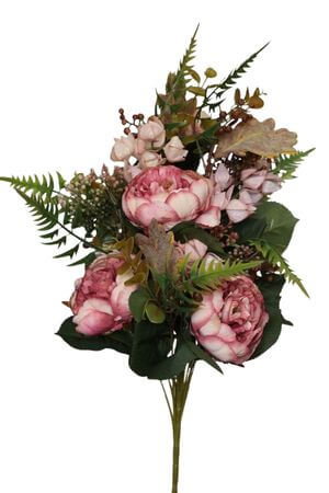 Ružová umelá kytica s pivonkami 56cm
