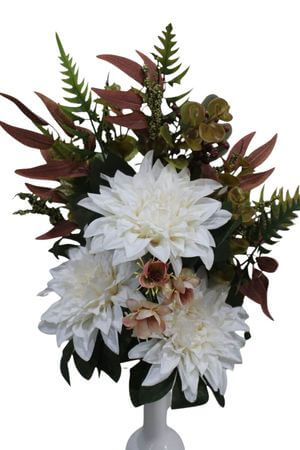 Bílá umělá kytice s dálími 60cm