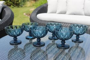 Kék üveg fagylaltos csésze 300ml 6db