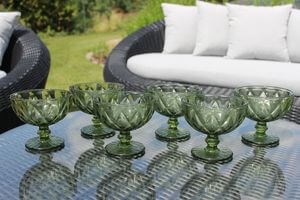 Zelené skleněné sklenice na zmrzlinu 300ml 6ks