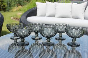 Šedé skleněné sklenice na zmrzlinu 300ml 6ks