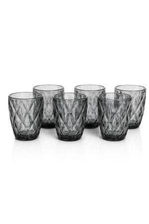 Šedé skleněné sklenice 270ml 6ks