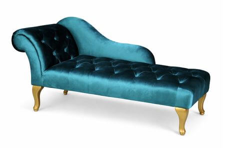 Smaragdově modrá sametová lenoška 119cm