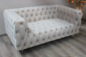 Krémszínű bársony 2személyes OLIVIA ülőke 164cm