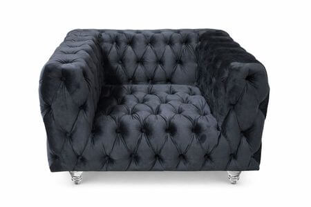 Fekete bársony 1személyes OLIVIA ülőke 112cm