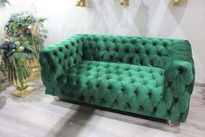 Zelená exkluzívna zamatová 2-sedačka OLIVIA 164cm