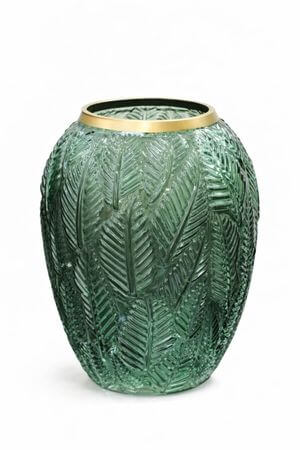 Zelená skleněná oválná váza LESIA 24cm