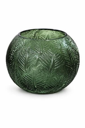 Zelená kulatá skleněná váza LISA 21cm