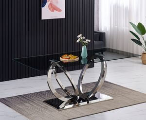 Ezüst üveg étkezőasztal 200cm