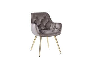 Béžová zamatová jedálenská stolička 84cm