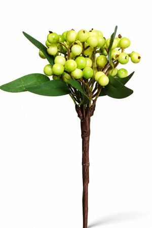 Zöld mű bogyók ágon 35cm