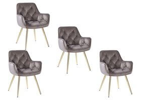 Béžová zamatové jedálenské stoličky 4ks 84cm