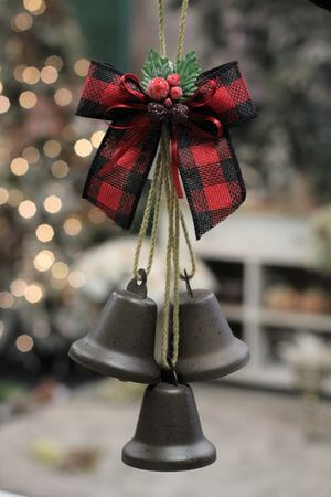 Hnedé vianočné zvončeky s mašľou 35cm