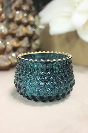 Türkiz színű üveg gyertyatartó tealámpához 5cm