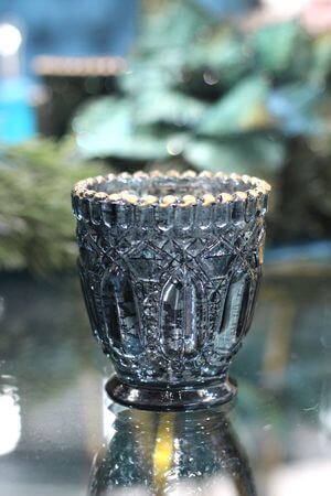 Kék üveg gyertyatartó tealámpához 7cm