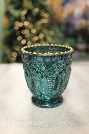 Türkiz színű üveg gyertyatartó tealámpához 7cm