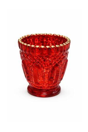 Červený skleněný svícen na čajovou svíčku 7cm