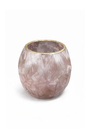 Růžový zamrzlý skleněný svícen 8cm