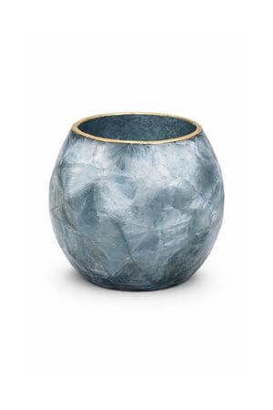 Modrý zamrzlý skleněný svícen 10cm