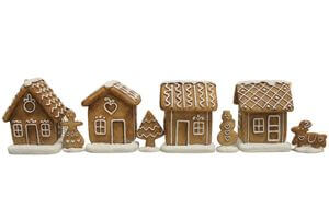 Világító mézeskalács falu házikókkal 8db