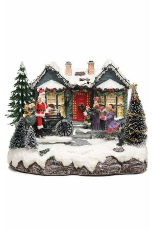 Klaszik világító mozgó karácsonyi tájkép 25cm