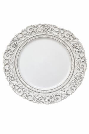 Bielo strieborný klubový tanier s ornamentom 35cm