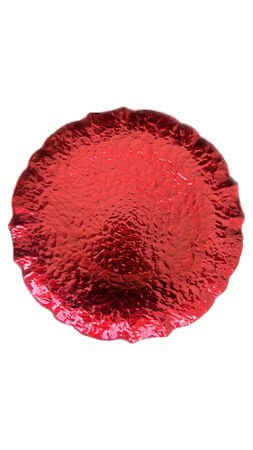 Červený lesklý klubový talíř Květ 33cm