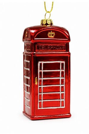 Piros karácsonyfadísz telefonfülke 11cm