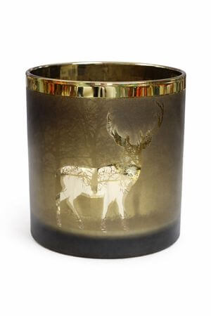 Arany-barna üveg gyertyatartó Erdő 15cm