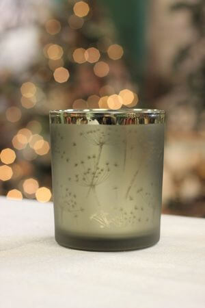 Szürke-zöld üveg gyertyatartó Pitypang 10cm