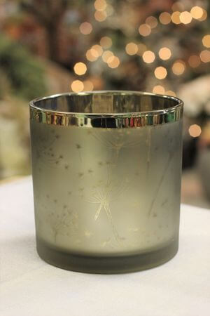 Szürke-zöld üveg gyertyatartó Pitypang 15cm