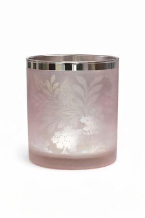Rózsaszín üveg gyertyatartó Virágok 15cm
